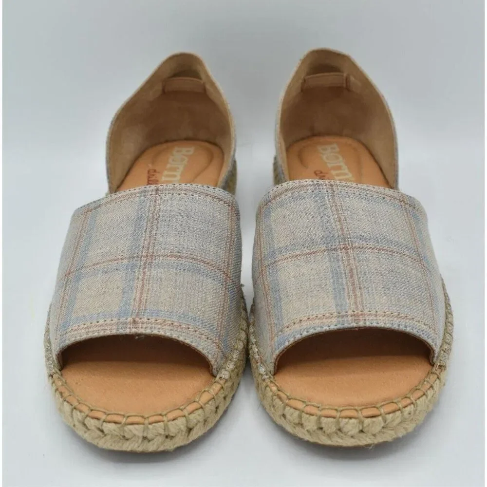 Born Womens Size 9.5 Seak Taupe‎ Beige Fabric Slip On Sandals Shoes